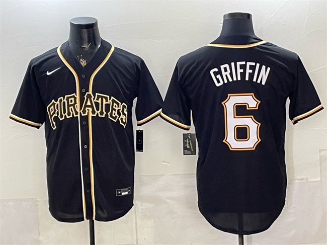 Men's Pittsburgh Pirates #6 Konnor Griffin 2026 Fashion Replica Black Out Stitched Baseball Jersey